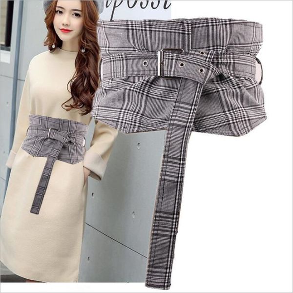 

2020 fashion knotted girdle women belts plastic waist pin buckle dress striped lattice ultra shirt belts, Black;brown