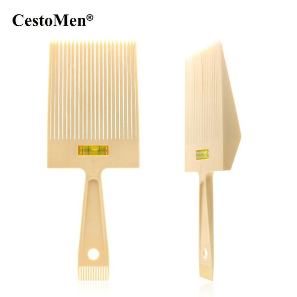 

cestomen professional men flat comb haircut dual-ended barber clipper comb flat head hair cutting with level bubble, Silver