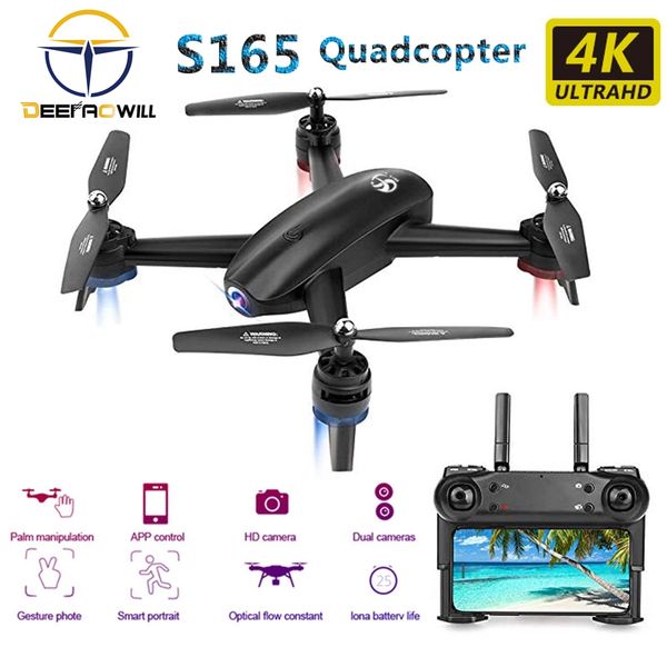 

2020 new s165 rc drone 4k hd camera 1080p optical flow positioningdual camera dron quadcopter 25 minutes long life foldable toy