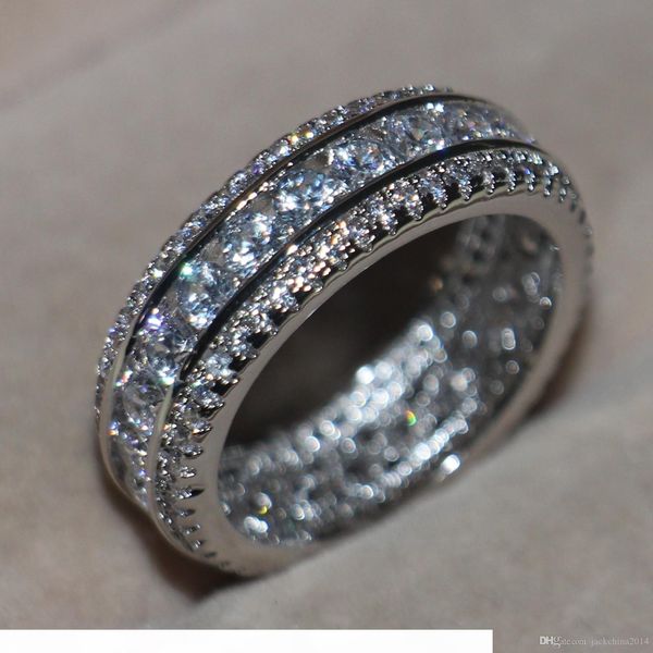 

o stunning 2016 new arrival luxury jewelly round cut 925 sterling silver simulated diamond gemstons pave women engagement circle ring s