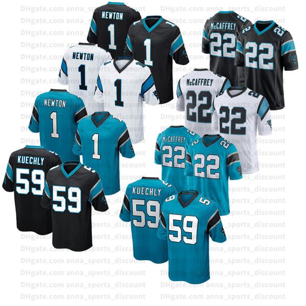 

2020 american football team uniform panthers 1 newton 22mccaffrey custom series breathable quick-drying casual sports t-shirt, Black;gray