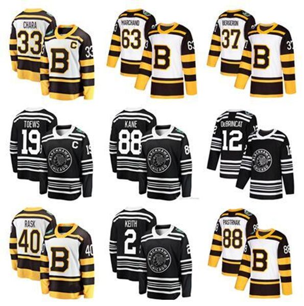 

2019 winter classic jersey chicago blackhawks boston bruins toews debrincat patrick kane seabrook crawford pastrnak bergeron hockey jerseys, Black;red