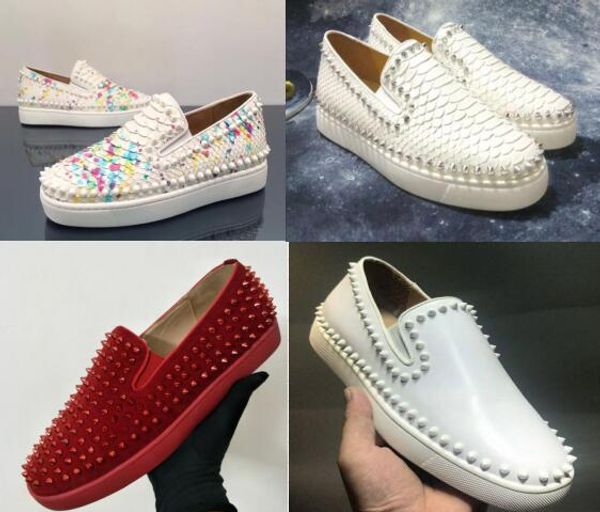 

2020 дизайнер мода red bottoms обуви шипованных шипы плоских кроссовки для мужчин женщин блестки партии lovers натуральной кожи случайных sn, Black
