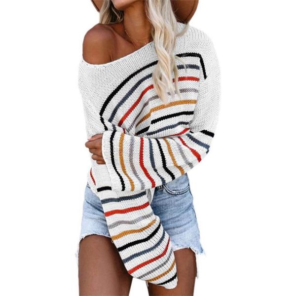 

knitted sweater women fashion pullover sweater jumper striped o-neck patchwork long sleeve sweaters autumn pull femme, White;black