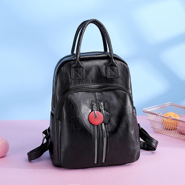 

2020 new pu leather fashion portable student schoolbag backpack backpack multi-functional outside mommy bag