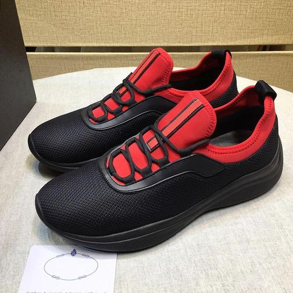 

mesh and neoprene sneakers men 's shoes scarpe da uomo fashion brands breathable soft style footwears outdoor walking lace -up men sho, Black