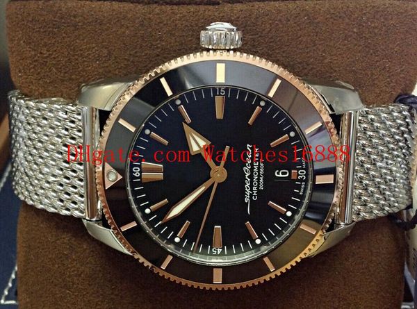 

unworn мужские автоматические механические часы superocean heritage ii ub2030 bi / цвет стали 18k розовое золото черный циферблат мужские сп, Slivery;brown