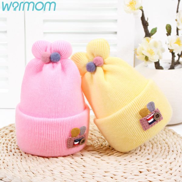 

warmom 0-6 month ears baby cashmere hat infant winter warm hat candy color soft cotton baby newborn kawaii, Slivery;white