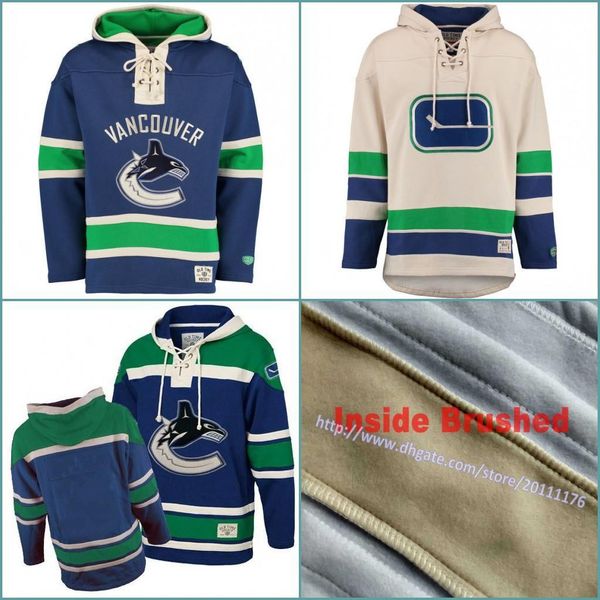 

s-3xl men s old time hockey vancouver canucks blank custom jersey hoodie authentic hoodies jerseys winter sweatshirts blue cream shirts, Black;red