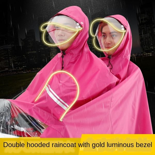 

1ucyb electric car oxford motorcycle raincoat single double parent-child male and female oxford cloth mask enlarged motorcycle poncho thicke, Red;brown
