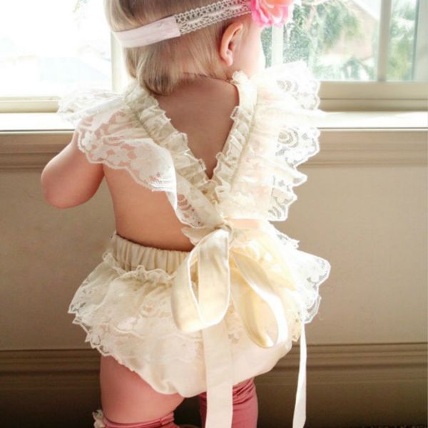 

newborn baby girls floral lace ruffle romper jumpsuit sunsuit clothes girl romper t200728, Blue