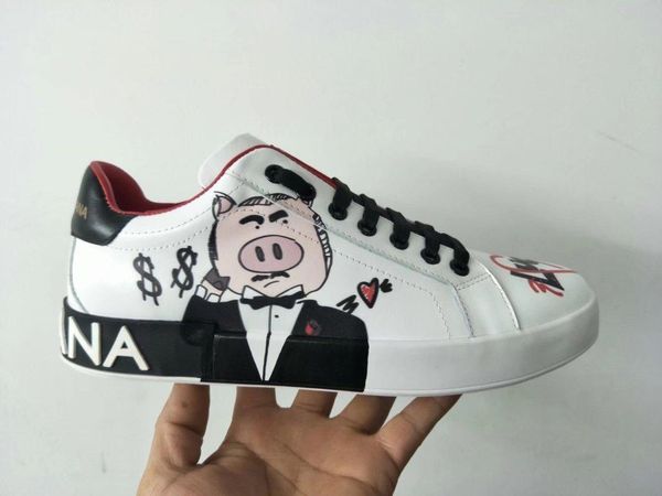 

2020d high-end custom leather party casual shoes outdoor men and women sports shoes fashion doodle wild couple shoes, size: 35-45, Black