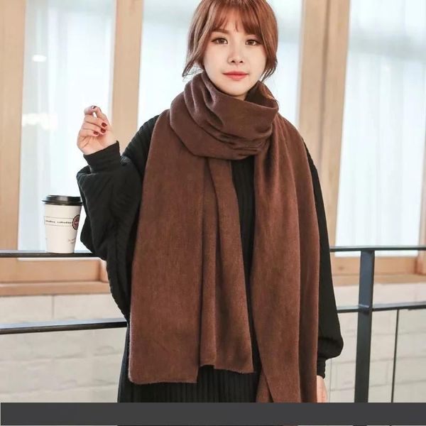 

2020 fashion winter women cashmere scarf solid knit pashmina female foulard shawls wraps thick scarves bufandas invierno mujer, Blue;gray