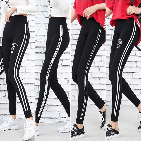 

2020 tight coat tight pants autumn modal printed leggings thin slimming sports cropped pants yiwu leggings women's outer wear, Black