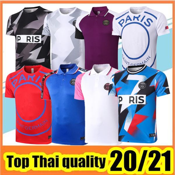 

2020/21 new paris jordam mbappe verratti polo shirt soccer tracksuit 20 21 cavani short sleeve polo shirt long pants football training, Black
