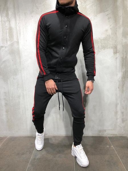 

autumn mens fashion hip hop tracksuits designer casual zipper pants sportwear clothing two piece set streetwear outfits suit gym plus size, Gray