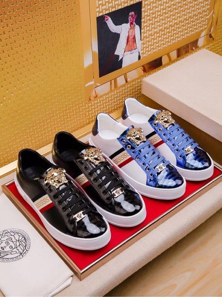 

2020s limited edition medusa printed leather men's low-lace up casual shoes, high-end fashion outdoor sports shoes, size: 38-45, Black