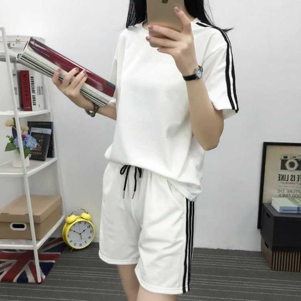 

new summer women sweatsuit tshirt shorts 2 piece set casual plus size clothes suit women's short sleeve loose sweatshirt sets, Gray