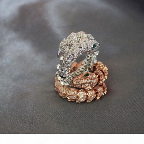 

sterling silver snake open rings womens natural diamond ring rose gold woman engagement animal rings fine jewelry