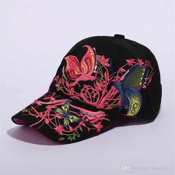 

2019 new caps fashion black white flower butterfly sun hat baseball cap outdoor sports casual hats snapback caps, Blue;gray