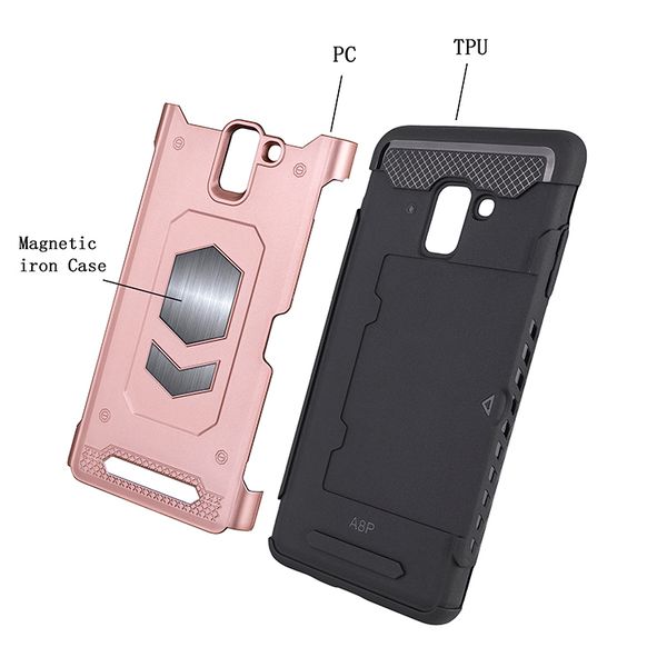 

pc+tpu 2 in 1 phone case for samsung a8plus 2018 anti-fall shockproof cell phone cover for samsung with strong magnetic