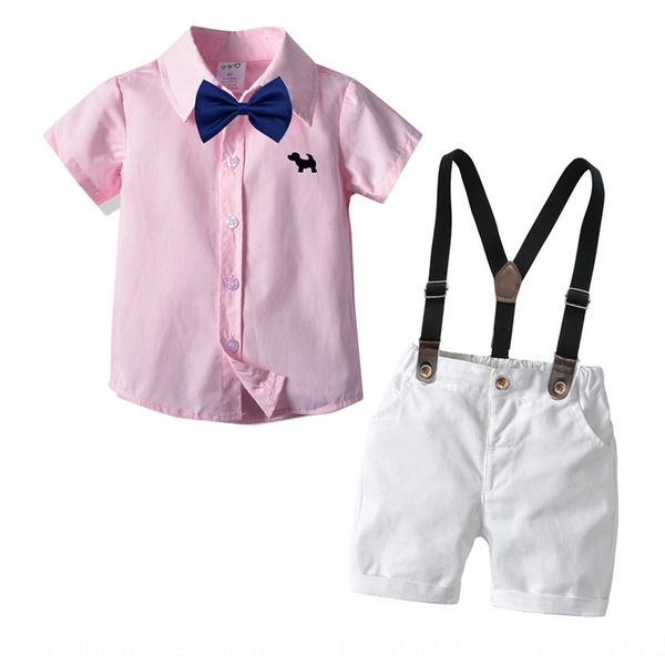 

2019 boys' pure cotton shorts shirt short sleeve children's baby gentleman four-piece of 4 shorts set of 4 four-piece set, White;black