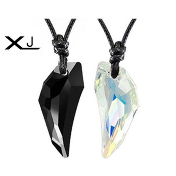 

12 colors crystal wolf tooth pendant necklace vintage stark wolf fang tooth dragon rhinestone pendant necklace jewelry, Silver