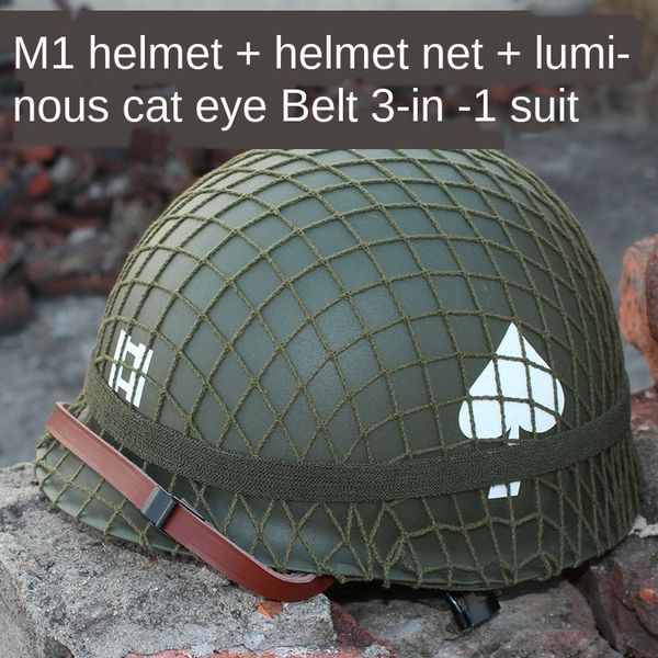 

world war ii classic american army m1 + net cover + luminous cat's eye with movie props 3-in -1 luminous helmet prop helmet suit