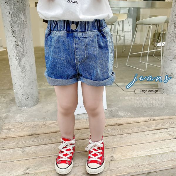 

wox9f 2020 clothing new korean style children's boys and girls south gate same color children's shorts pants contrast denim shorts, Blue
