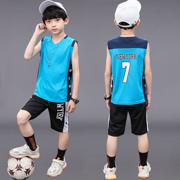 

boys' new vest boys' handsome casual no. 7 ball suit fashionable thin sports vest shorts and shorts suit