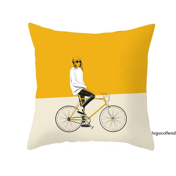 

fashion printing pillow cover home sofa yellow polyester pillow case sofa car waist throw cushion cover home decoration