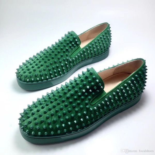 

red bottoms sock shoes green spikes velvet women shoes men casual shoe luxury slip-on sneaker red sole chaussures vintage espadrilles, Black