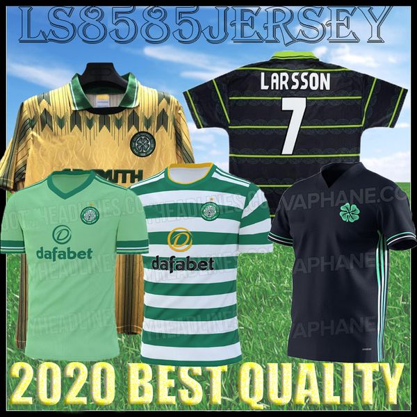 

retro 91 92 98 2020 2021 glasgow celtic home soccer jersey mcgregor griffiths roberts uniform 20 21 celtic away football shirt, Black