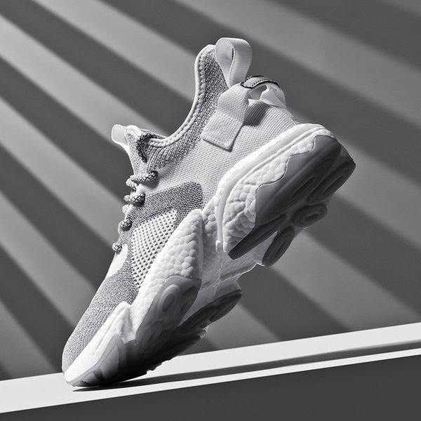 

2020 new mens shoes autumn new flying woven breathable luminous coconut shoes korean fashion popcorn large size jinjiang sports shoes, Black