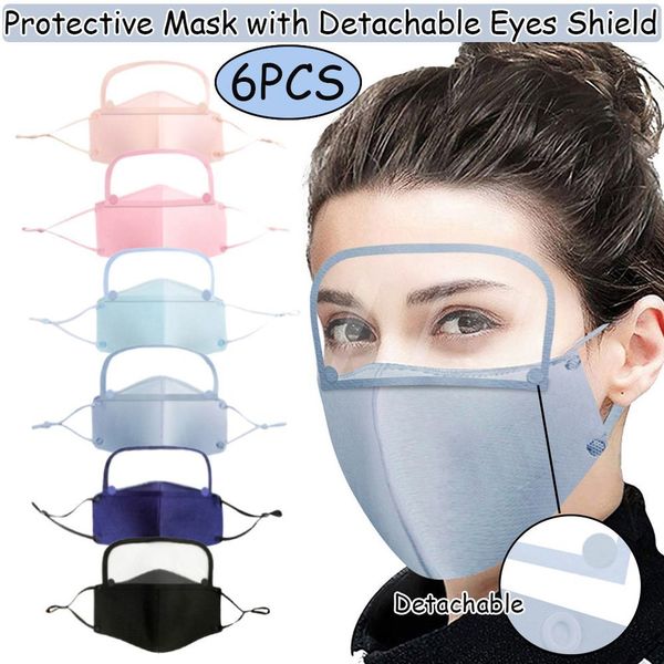 

6pcs dustproof reusable protect face mask with detachable eyes shield