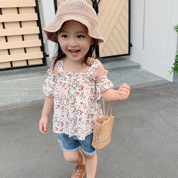 

zfu8v korean version 2020 girl's shoulder suspender floral summer new korean style baby girl loose sling children's clothing child, White;black