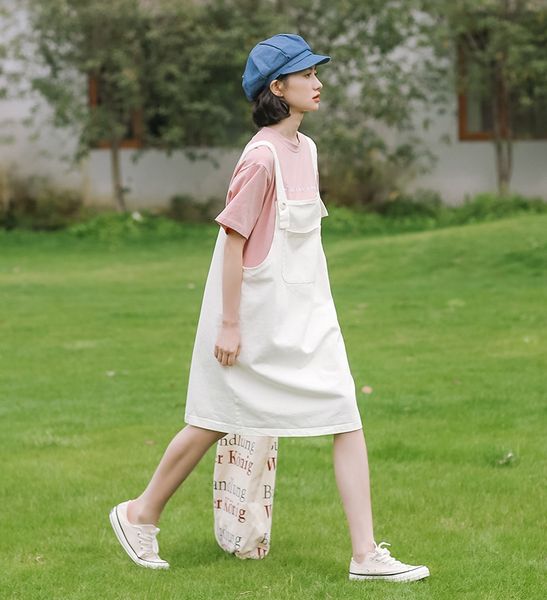 

2020 newstyle long knee-high sling sling skirt student suspender denim suspender skirt women's western style age-reducing, Black