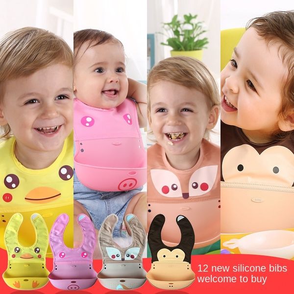 

silicone bib bib baby cartoon waterproof towel silicone saliva towel maternal and infant products saliva pocket