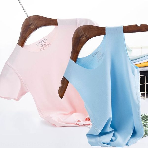 

ice silk modal t-shirt vest children's traceless cut baby's short-sleeved t-shirt short-sleeved half-sleeved boneless stitched ves, Blue