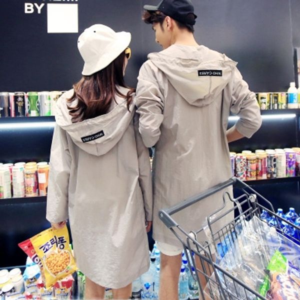 

2019 new couple men's hooded long-sleeved clothes sunscreen clotheswindbreaker sunscreen clothesskin coat windbreaker coat, Tan;black