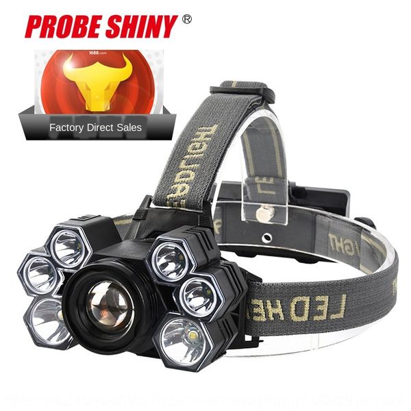 

new 5-lamp headlights headlights 7-lamp t6 bright zoom usb charging night fishing headlamp head-mounted led headlamp