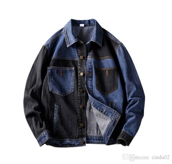 

men's denim jacket men hip hop coat retro patchwork spring autumn fashion trendy jeans jacket male cowboy coats clothing, Black;brown