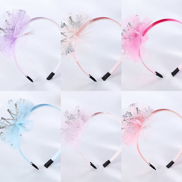 

new side crown gauze children's korean style band band hair clip fresh princess hair accessories, Slivery;white