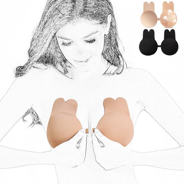 

invisible push up bra reusable strapless adhesive bra women breast petals nipple cover self adhesive silicone sticky bras, Red;black