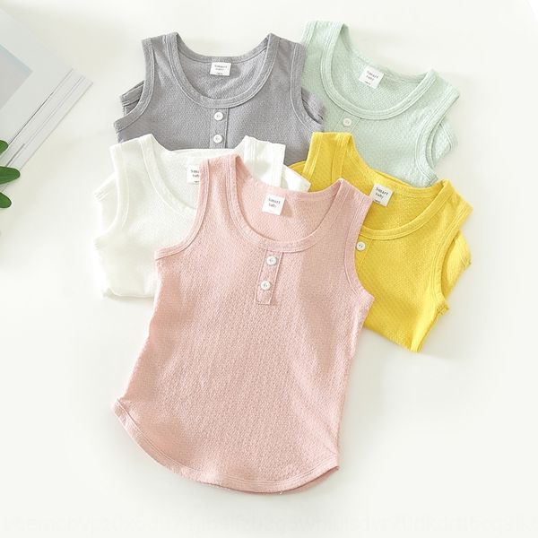 

2hke6 cotton hollowed-out children's 90-130 boys and girls casual mesh camisole summer mj830 cotton hollowed-out vest children's v, Blue