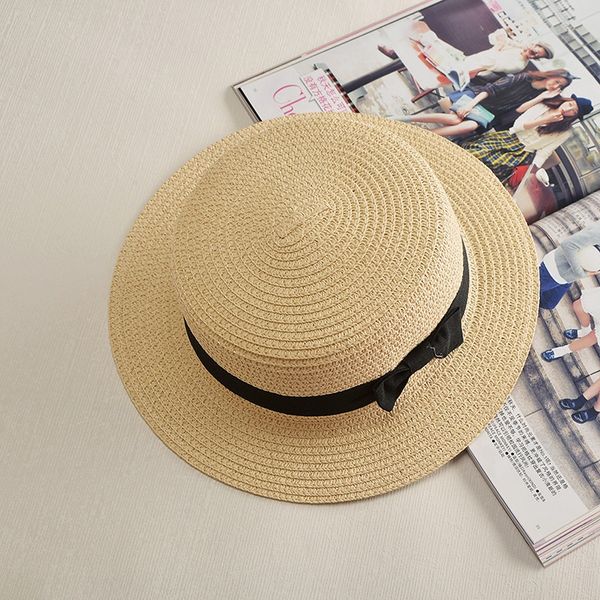 

2019 korean new style women's solid straw color wide edge straw hat sunscreen dome fashion rope hat, Blue;gray