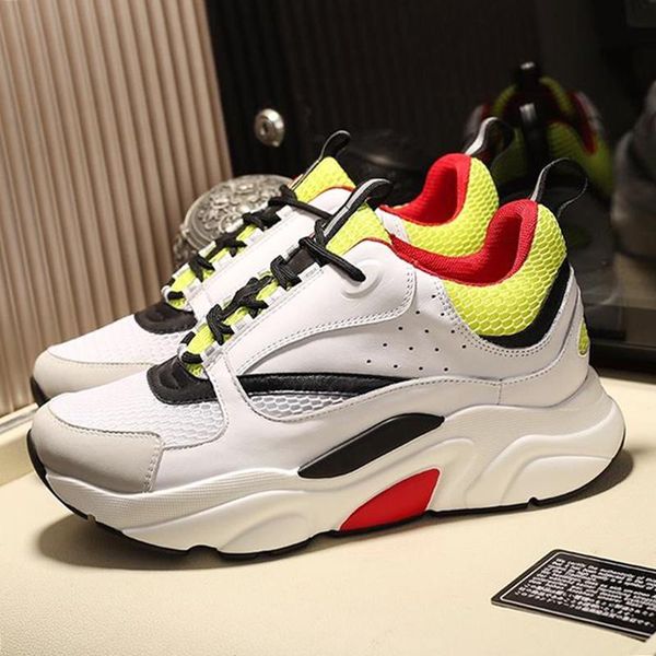 

lightweight men 's shoes b22 white yellow and black canvas and calfskin sneaker plus size footwears with origin box low casual men