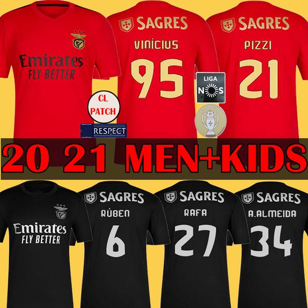 

20 21 benfica soccer jerseys vinicius pizzi rafa seferovic a. almeida ruben 2020 21 sl benfica zivkovic soccer jersey man + kids kit sets, Black;yellow