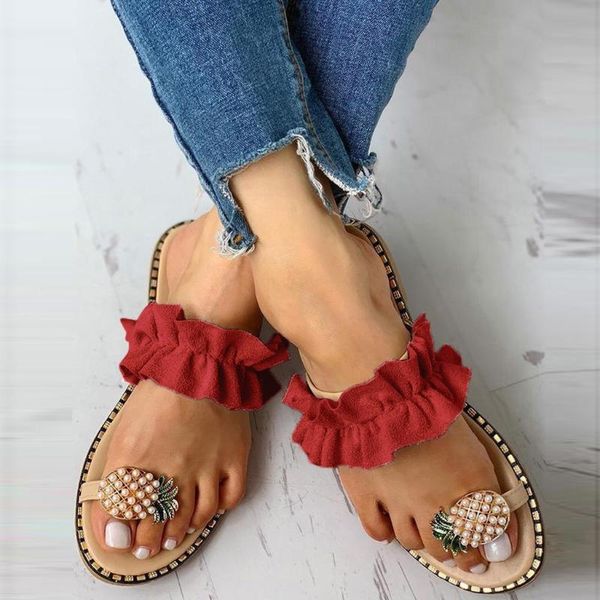 

2020 women slippers beach shoes ruffles beach shoes floral flats breathable light casual sandals for women 35-43, Black