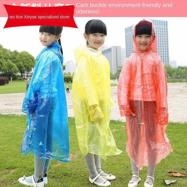 

cizxz children's raincoat disposable transparent travel thickened waterproof portable pullover cloak pullover boys' and children&#, Black